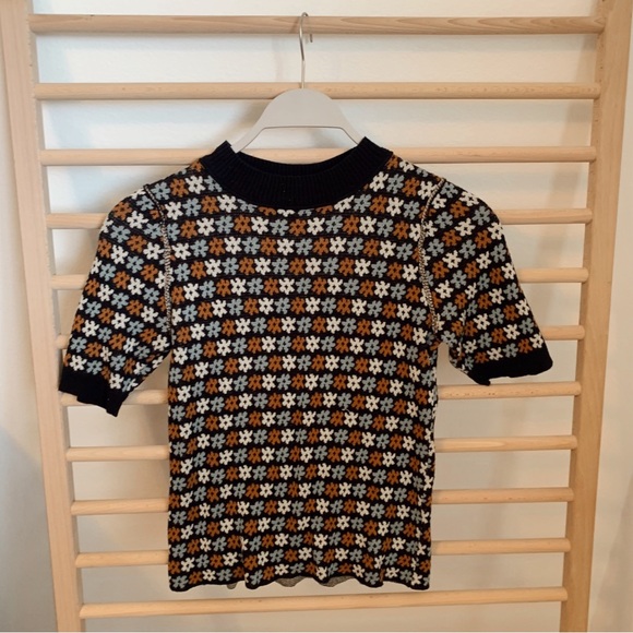 Madewell Sweaters - Floral Knit Mockneck Keyhole Sweater